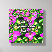 ピンク色の熱帯花パターン キャンバスプリント (正面)