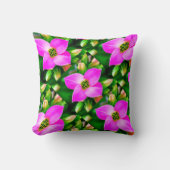 ピンク色の熱帯花パターン クッション (正面)