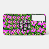 ピンク色の熱帯花パターン SAMSUNG GALAXYケース (裏面横)