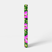 ピンク色の熱帯花パターン SAMSUNG GALAXYケース (左側面)