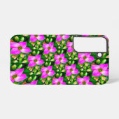 ピンク色の熱帯花パターン SAMSUNG GALAXYケース (裏面横)