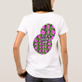 ピンク色の熱帯花パターン Tシャツ (裏面)