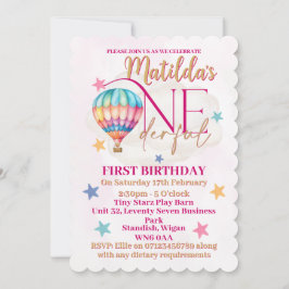 ピンク色の熱気球の招待状 招待状