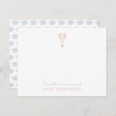 ピンク色の熱気球、の子供部屋から 招待状 (正面/裏面)