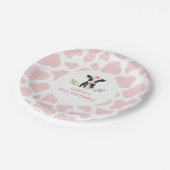 ピンク色の牛のパターン ペーパープレート (アングル)