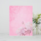 ピンク色の牡丹が並んだ雑誌のスクラップブックページ (スタンド正面)