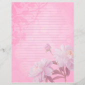 ピンク色の牡丹が並んだ雑誌のスクラップブックページ (正面)