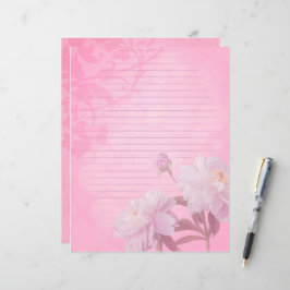 ピンク色の牡丹が並んだ雑誌のスクラップブックページ