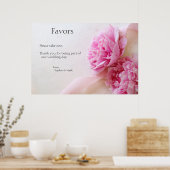 ピンク色の牡丹が二つ印を押す ポスター (キッチン)