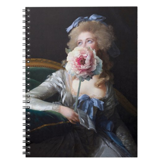 ピンク色の牡丹で飾る ノートブック (正面)