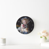 ピンク色の牡丹で飾る ラウンド壁時計 (ホーム)