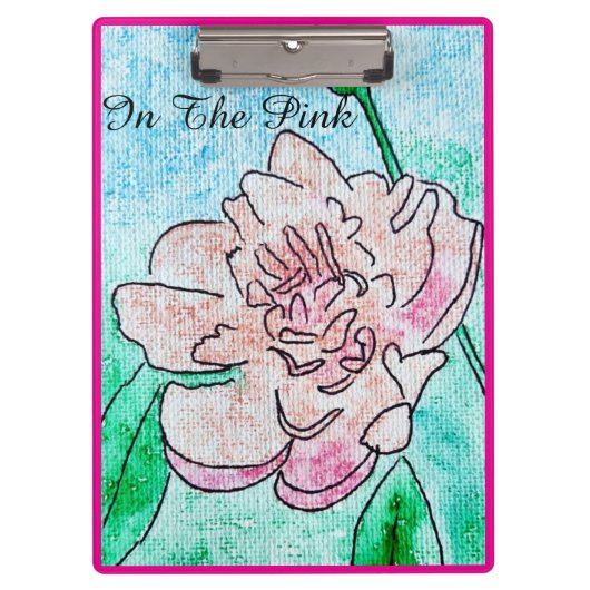 ピンク色の牡丹で クリップボード (正面)