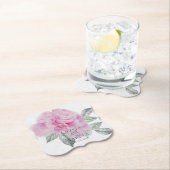 ピンク色の牡丹の水色 ペーパーコースター (インサイチュ)