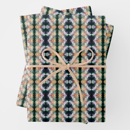 ピンク色の牡丹の花の乗算抽象芸術 ラッピングペーパーシート (インサイチュ)