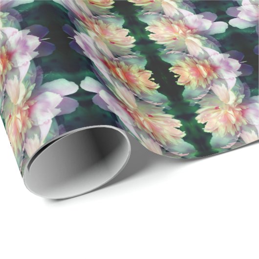 ピンク色の牡丹の花の乗算抽象芸術 ラッピングペーパー (ロールコーナー)