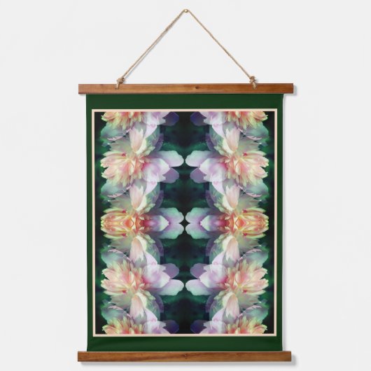 ピンク色の牡丹の花の乗算抽象芸術 吊り下げ型タペストリー (正面)