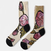 ピンク色の牡丹の花 ソックス (左)