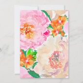 ピンク色の牡丹の花 招待状 (裏面)