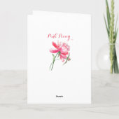 ピンク色の牡丹グリーティングカード カード (裏面)