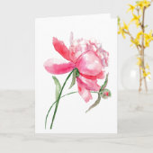ピンク色の牡丹グリーティングカード カード (黄色い花)