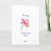 ピンク色の牡丹グリーティングカード カード (裏面)