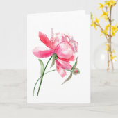 ピンク色の牡丹グリーティングカード カード (黄色い花)