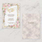 ピンク色の牡丹フローラ金ゴールドスクリプトとフレーム詳細 エンクロージャーカード (正面/裏面)