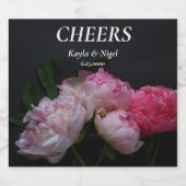 ピンク色の牡丹結婚の4種 リキュールボトルラベル (シングルラベル)