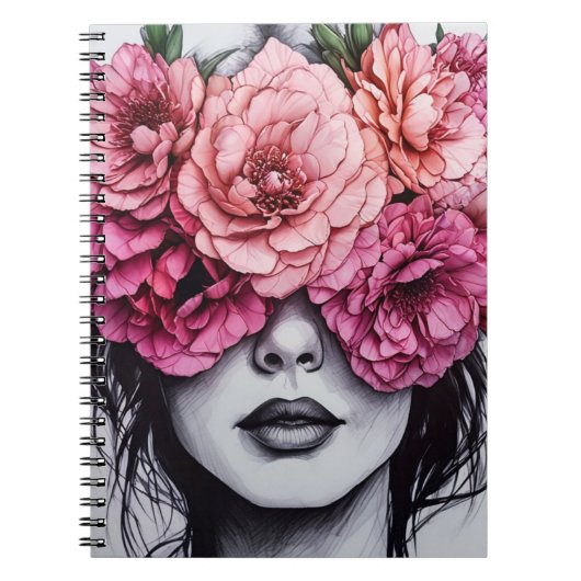 ピンク色の牡丹 | ノートブックのジャーナル ノートブック (正面)