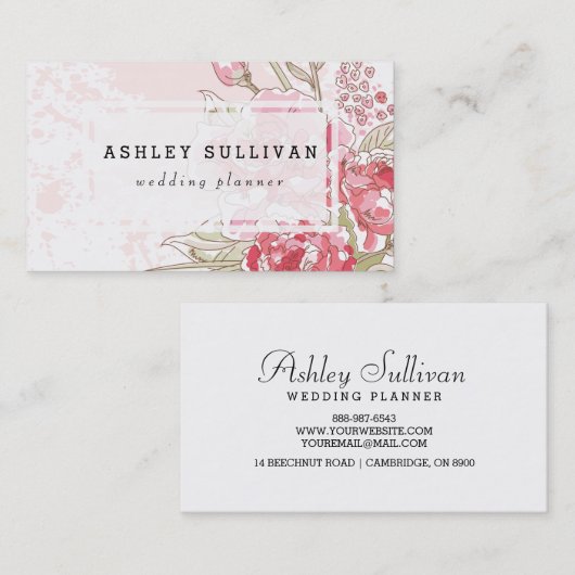 ピンク色の牡丹 |フローラ名刺 名刺 (正面/裏面)