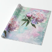ピンク色の牡丹(青/ピンク結婚/シャワー) ラッピングペーパー (アンロールド)