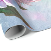 ピンク色の牡丹(青/ピンク結婚/シャワー) ラッピングペーパー (ロールコーナー)