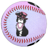 ピンク色の犬 ソフトボール (正面左)