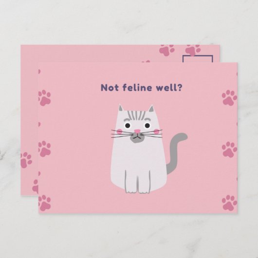 ピンク色の猫のアイコンの挨拶 ポストカード (正面/裏面)