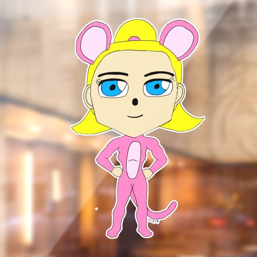 ピンク色の猫 ウィンドウサイン (シート2)