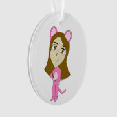 ピンク色の猫 オーナメント (正面)