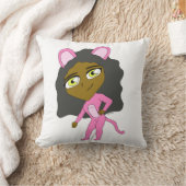 ピンク色の猫 クッション (ブランケット)