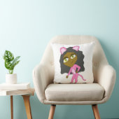 ピンク色の猫 クッション (椅子)
