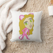 ピンク色の猫 クッション (ブランケット)