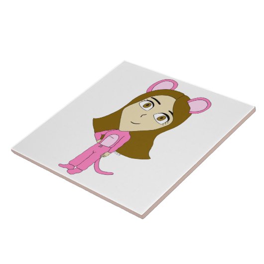 ピンク色の猫 タイル (側面)