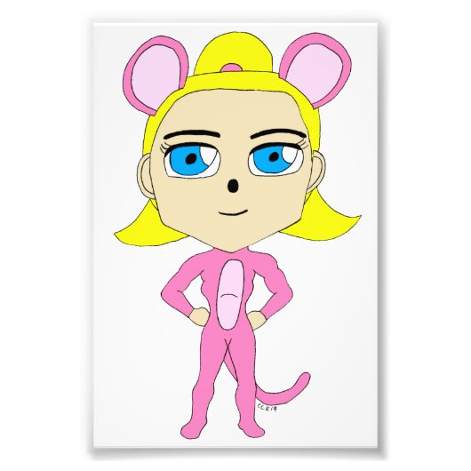 ピンク色の猫 フォトプリント            (正面)