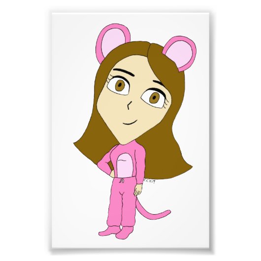 ピンク色の猫 フォトプリント            (正面)