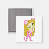 ピンク色の猫 マグネット (正面/裏面)