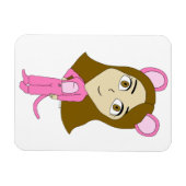 ピンク色の猫 マグネット (横)