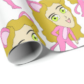 ピンク色の猫 ラッピングペーパー (ロールコーナー)