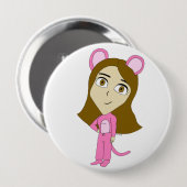 ピンク色の猫 缶バッジ (正面&裏面)