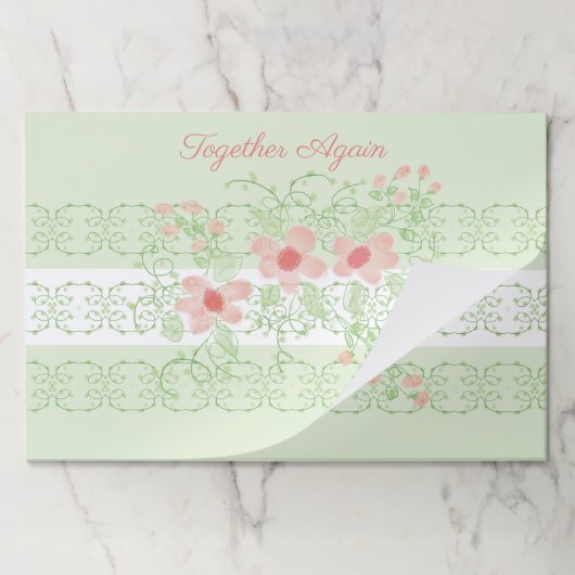 ピンク色の珊瑚が咲く緑 ペーパーパッド (折り畳み)