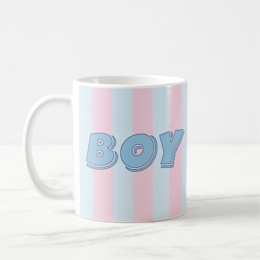 ピンク色の男のストライプ子 コーヒーマグカップ (左)
