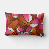 ピンク色の白いたくさんのバスケットボールの女の子スポーツルーム ランバークッション (裏面)