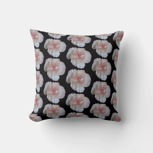 ピンク色の白いカーネーションの花 クッション (正面)